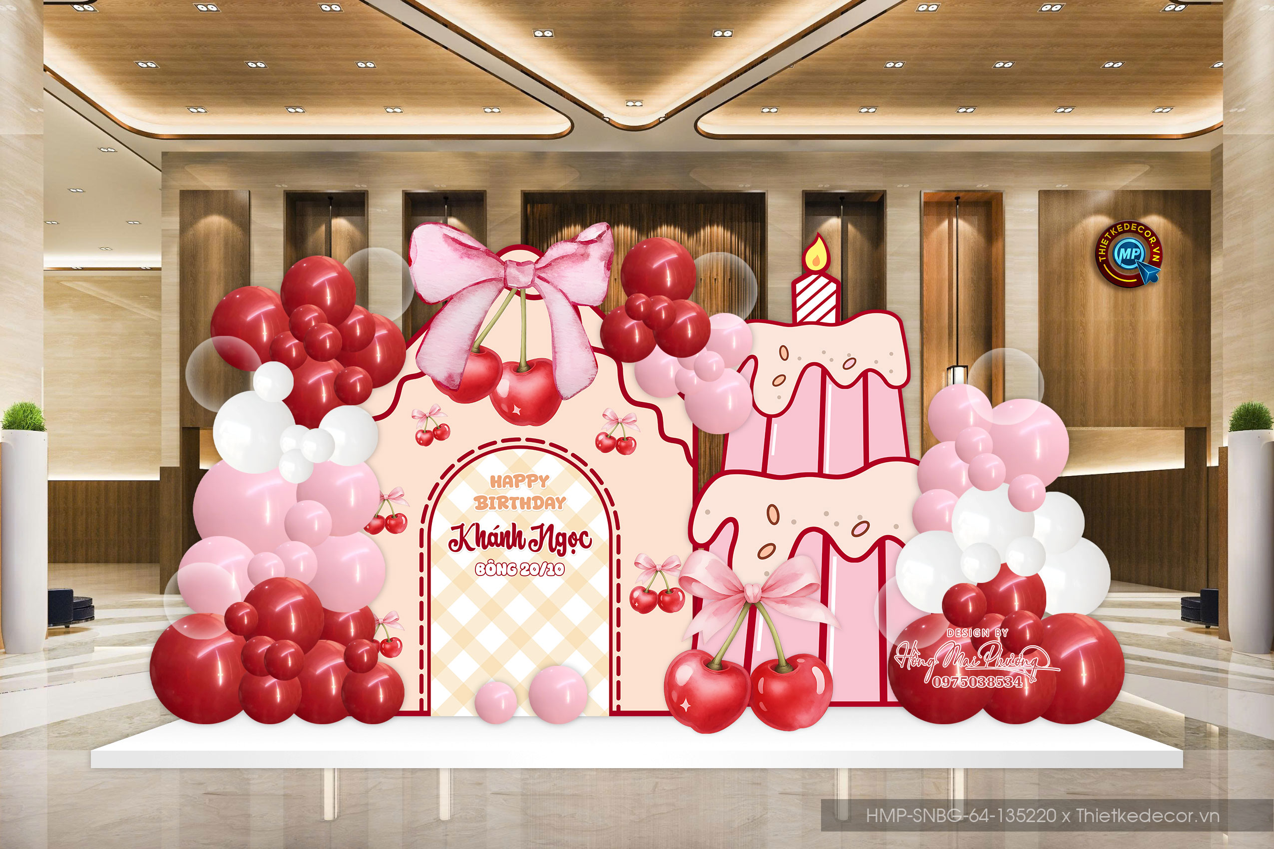 Sinh nhật bé gái chủ đề quả cherry tone đỏ siêu dễ thương